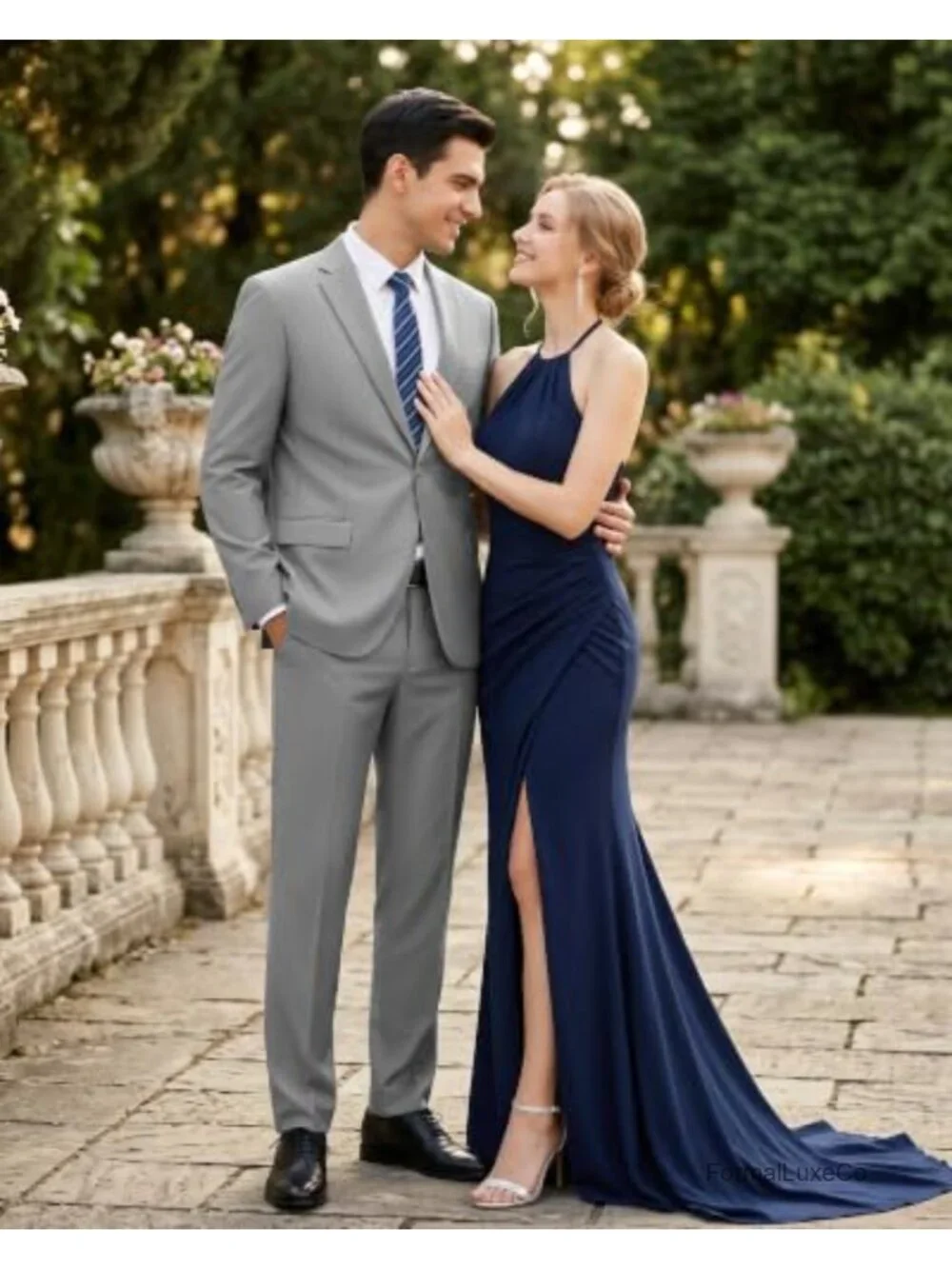 Men's 2 Piece Suit Set Slim Fit Jacket & Pants with Tie